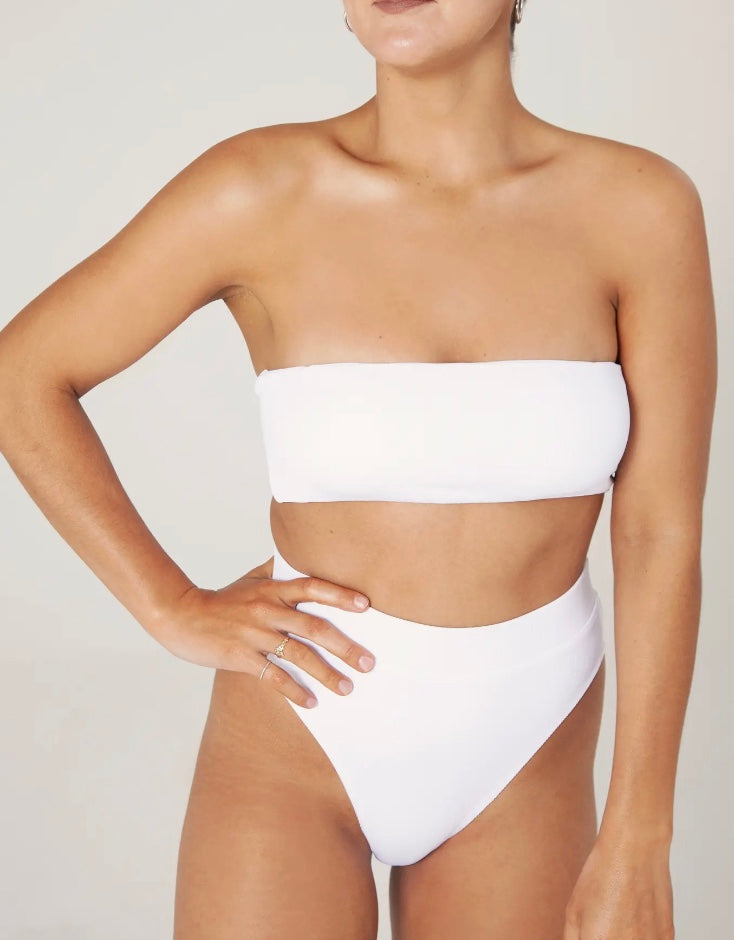 Two Sparrow - Esperance Strapless Top - White Rib