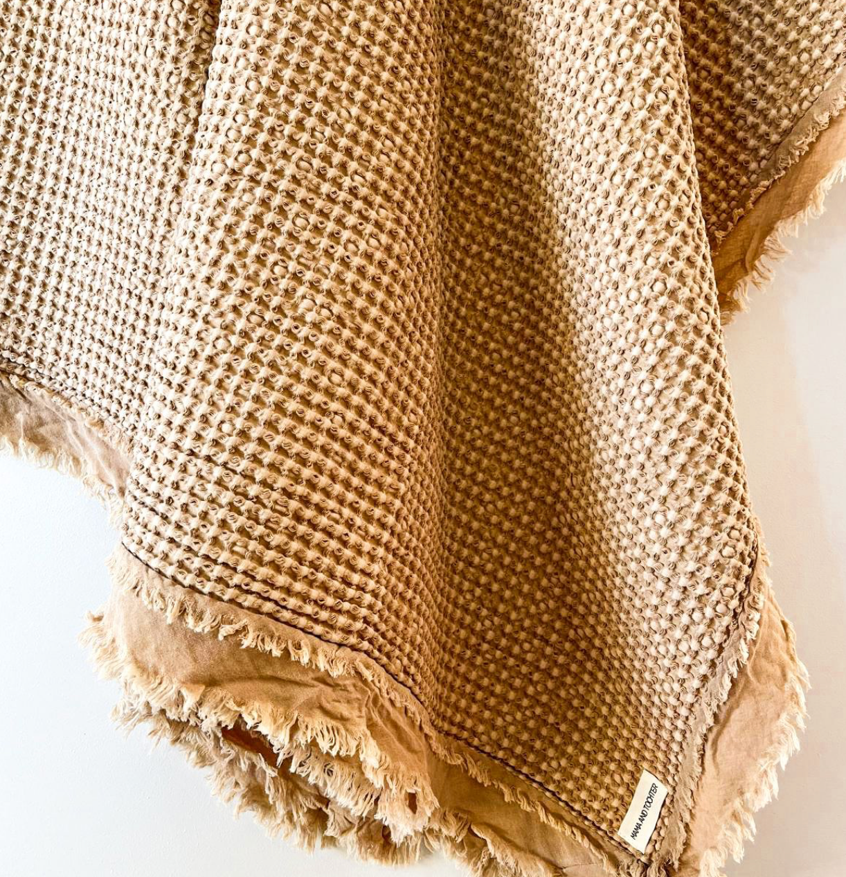 Organic Cotton Rustic Waffle Throw - Light Rust