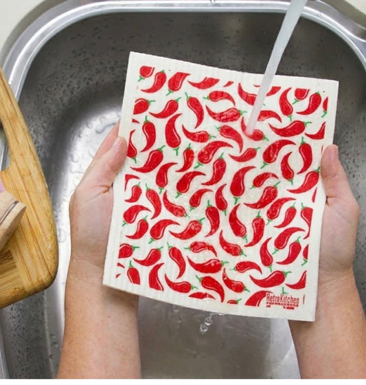 RetroKitchen Sponge Cloth - Chillies