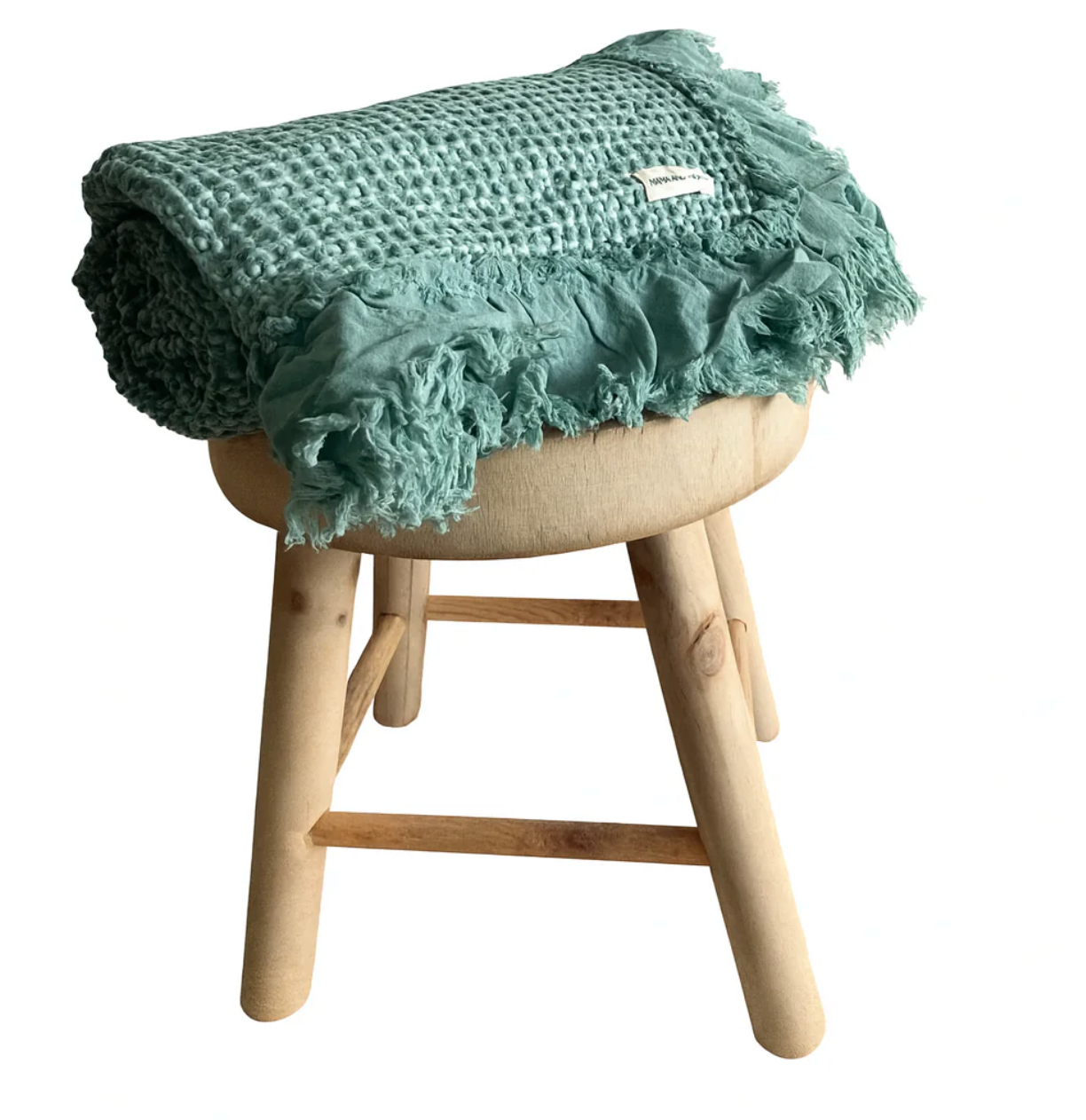 Organic Cotton Rustic Waffle Throw - Sea Green