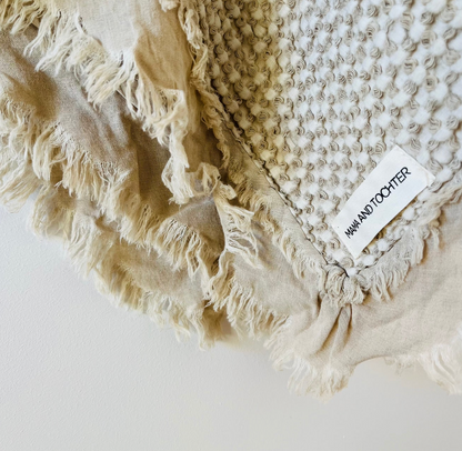 Organic Cotton Rustic Waffle Throw  - Natural