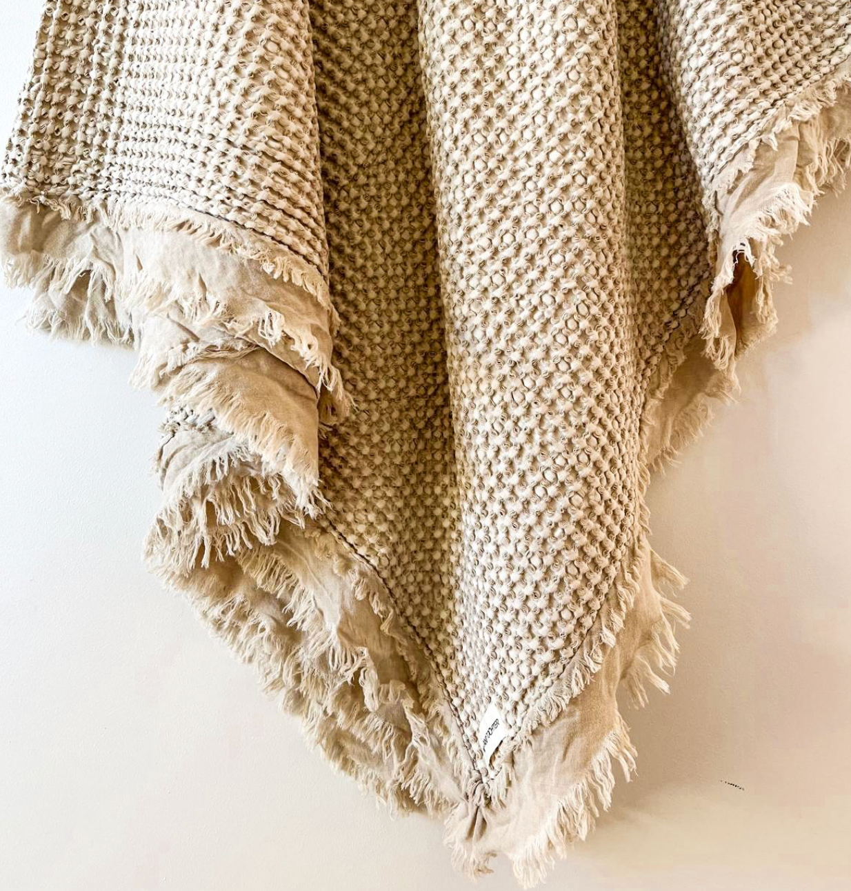 Organic Cotton Rustic Waffle Throw  - Natural