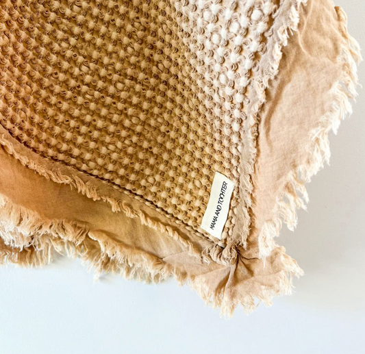 Organic Cotton Rustic Waffle Throw  - Light Rust