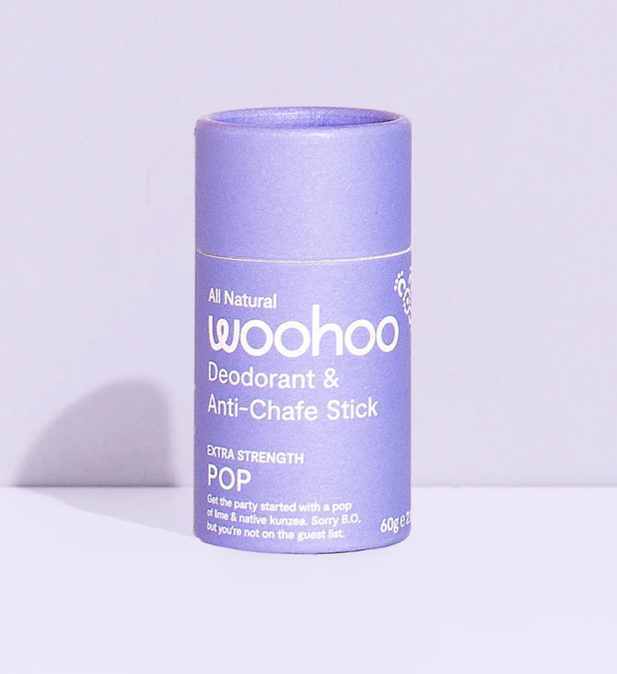 WOOHOO Natural Deodorant & Anti Chafe Stick - ‘Pop’